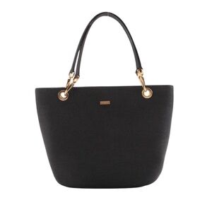 Eric Javits Vintage Black Squishee Woven Shoulder Tote Bag